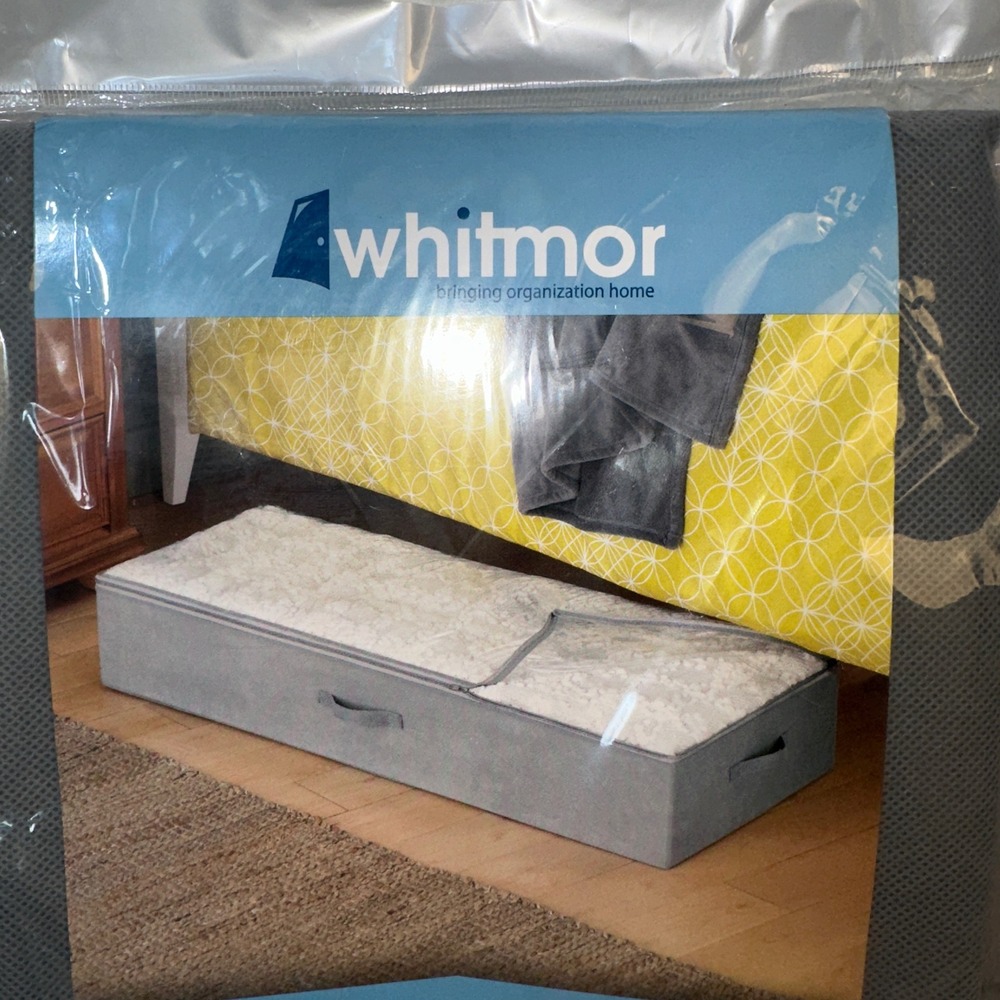 Whitmor Underbed Storage Bag‎ Gray Zippered Clear Top 18x42x8 6744-9363-GRAY NEW